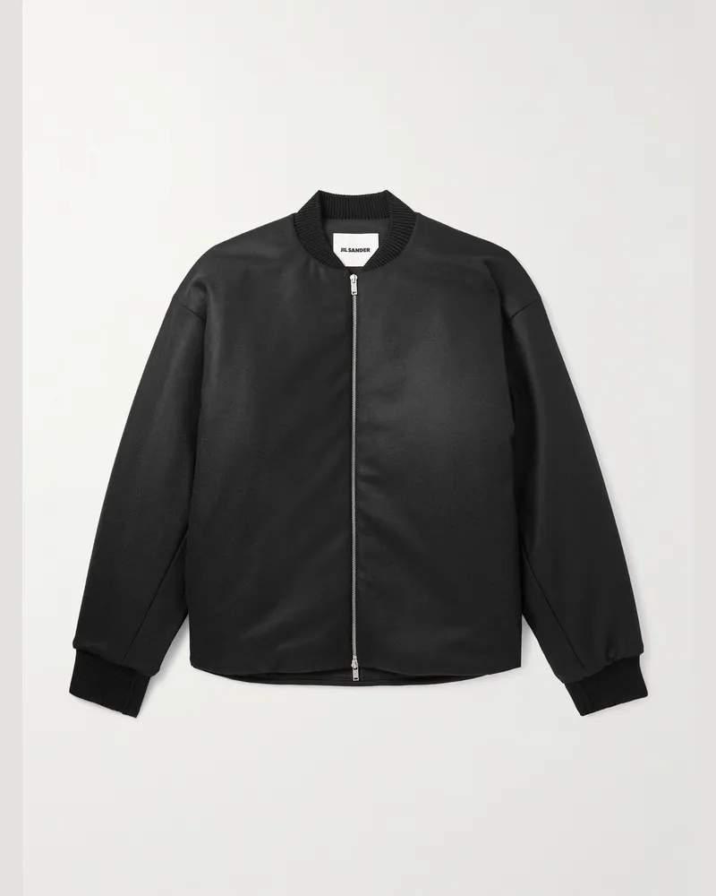 Jil Sander Wattierte Bomberjacke aus Wollfilz Schwarz