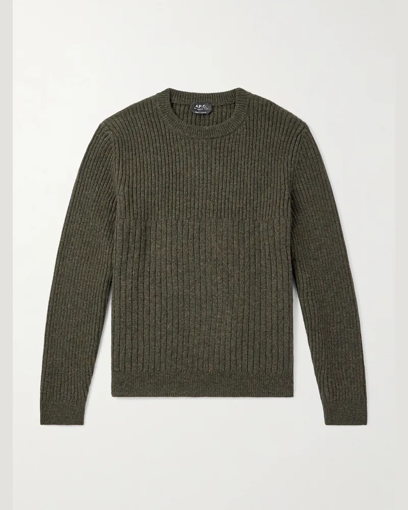 A.P.C. Pullover aus Wolle in Rippstrick Grün