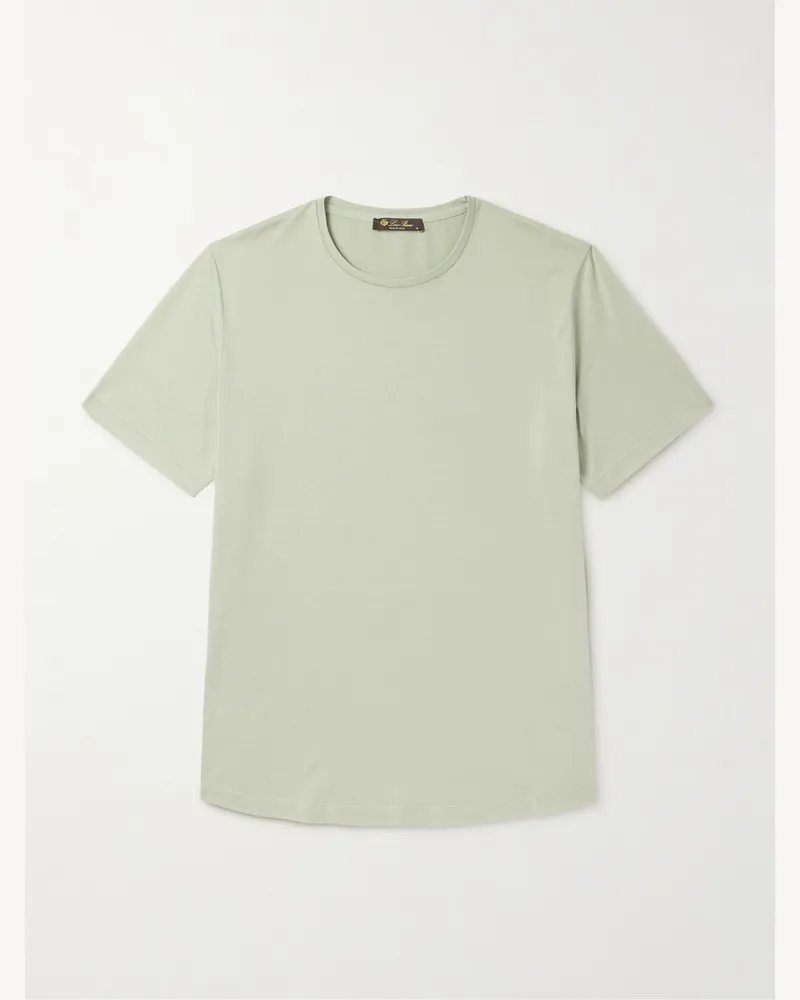 Loro Piana Silk and Cotton-Blend T-Shirt Green