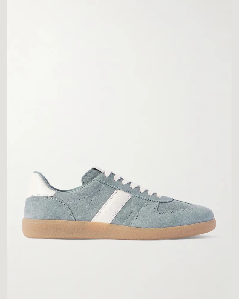 Tom Ford Archer Sneakers aus Veloursleder mit Lederbesatz Blau
