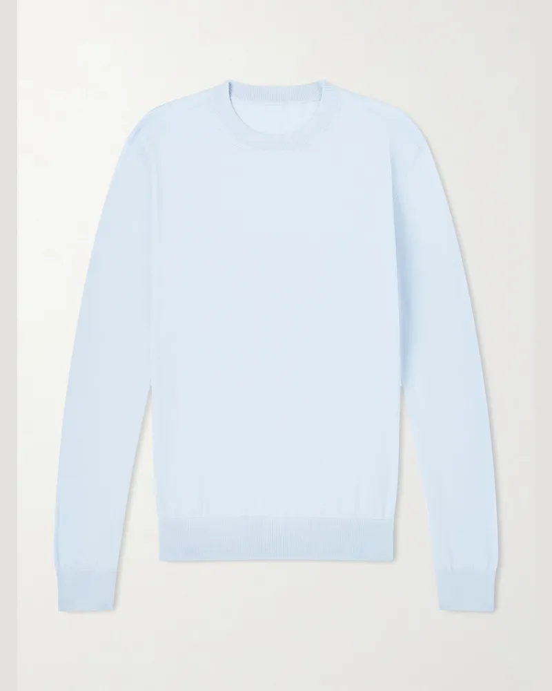 Anderson & Sheppard Knitted Sea Island Cotton Sweater Blue