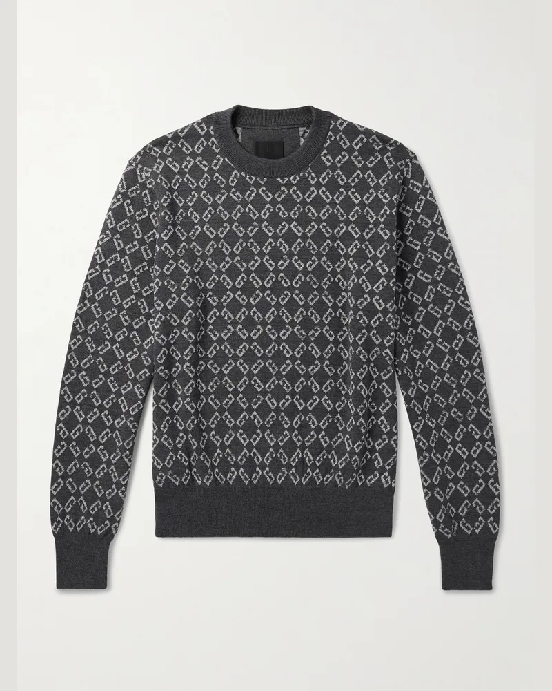 Givenchy Logo-Jacquard Wool-Blend Sweater Gray