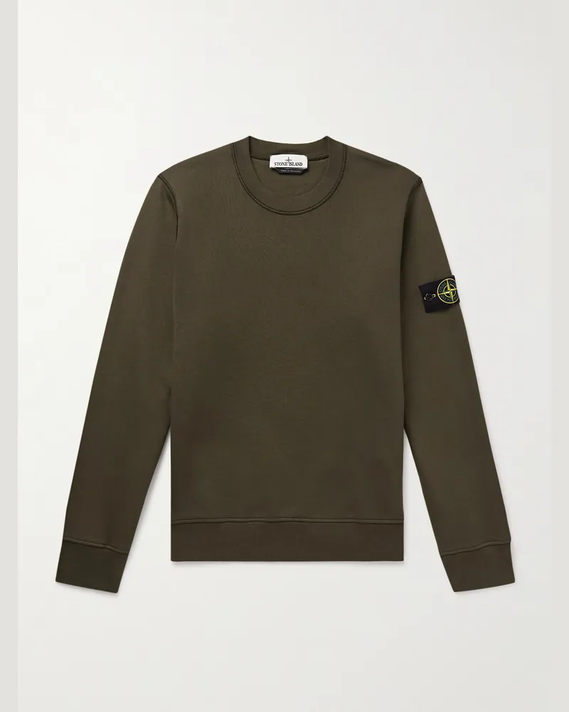 Stone Island Sweatshirt aus Biobaumwoll-Jersey mit Logodetail in Stückfärbung Grün