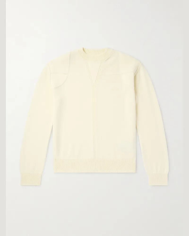 Jil Sander Panelled Virgin Wool-Blend Sweater Yellow