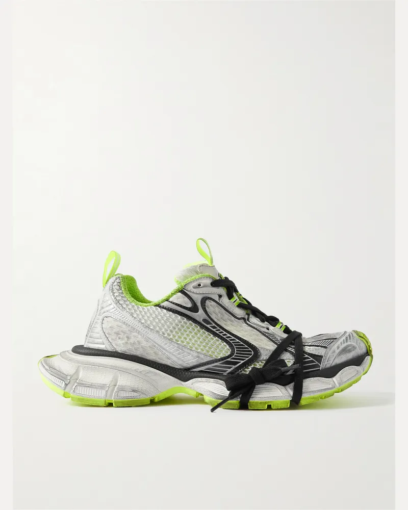 Balenciaga 3XL Distressed Mesh and Rubber Sneakers White