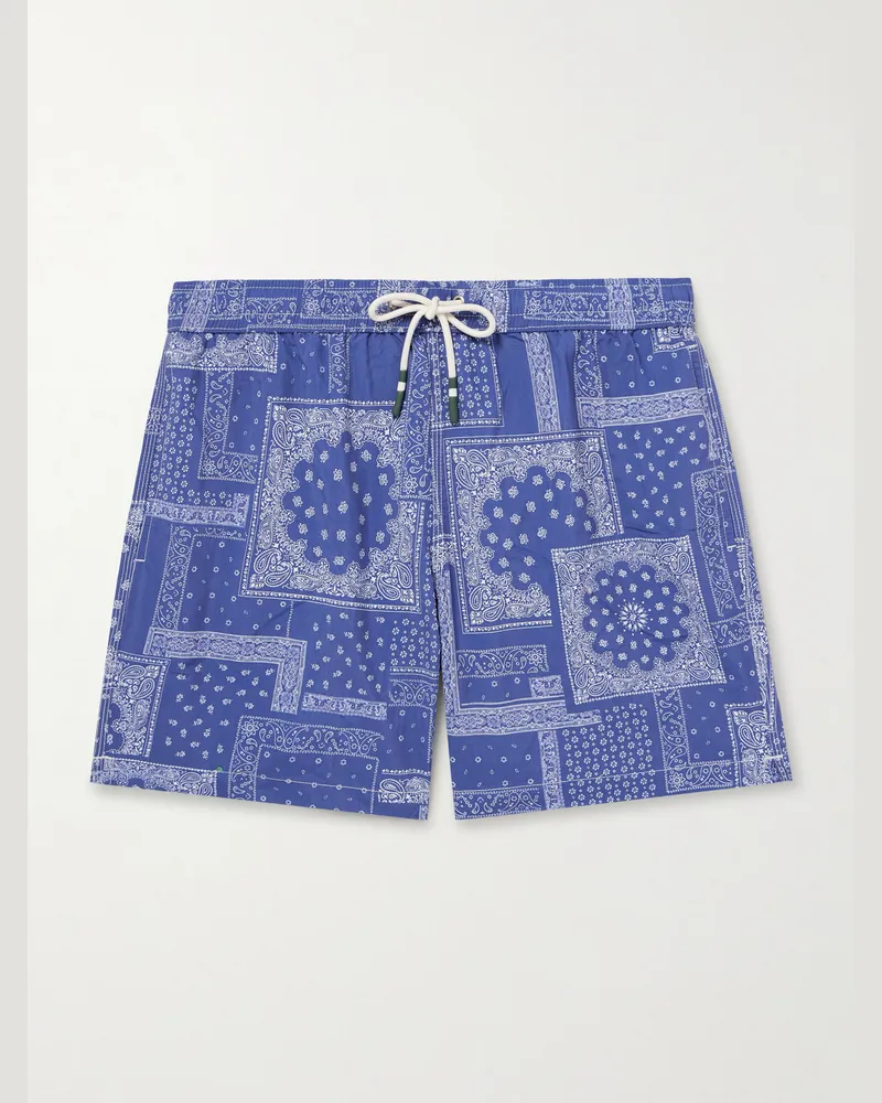 Hartford Straight-Leg Mid-Length Printed Swim Shorts Blue