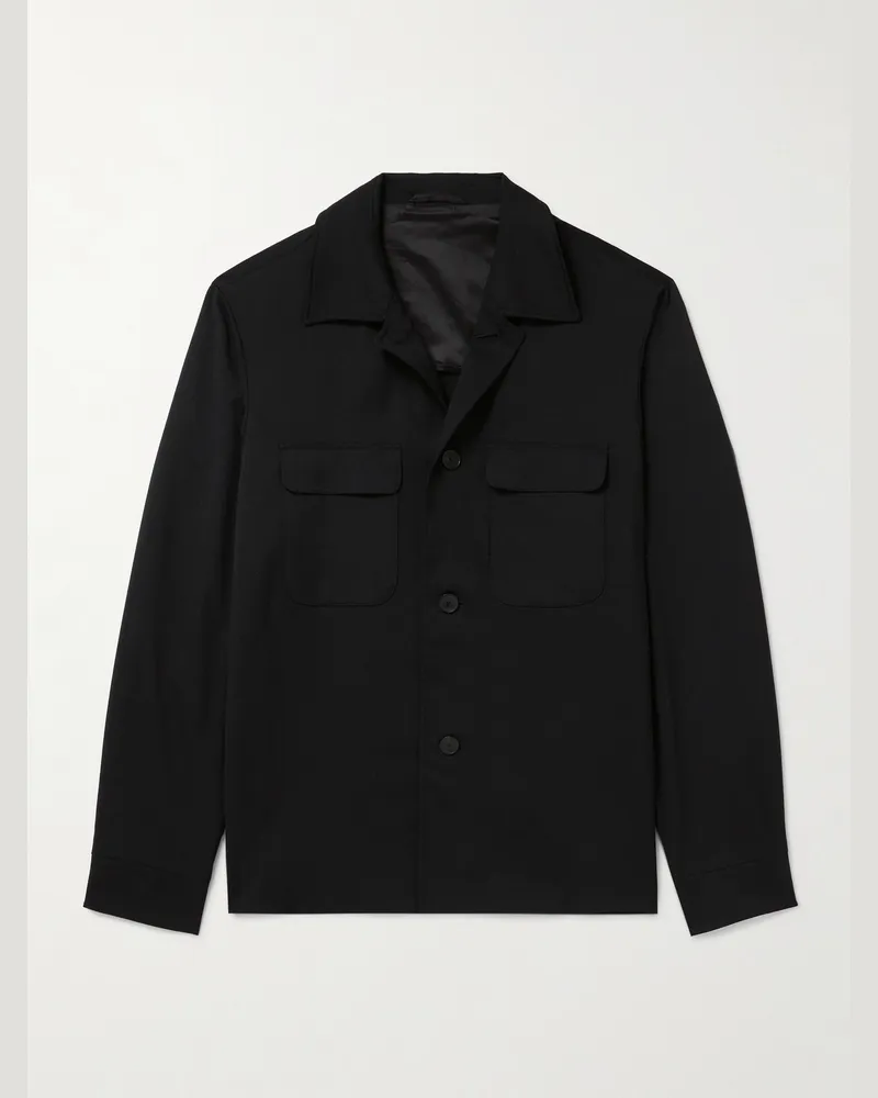 MR P. Hemdjacke aus Woll-Twill Schwarz