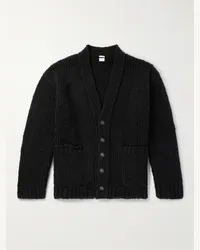 Massimo Alba Cardigan aus Wolle in Rippstrick Schwarz