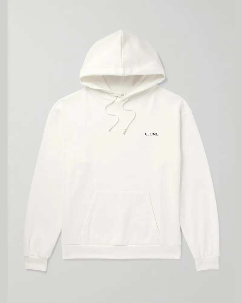 Celine Hoodie aus Baumwoll-Jersey mit Logoprint Neutral