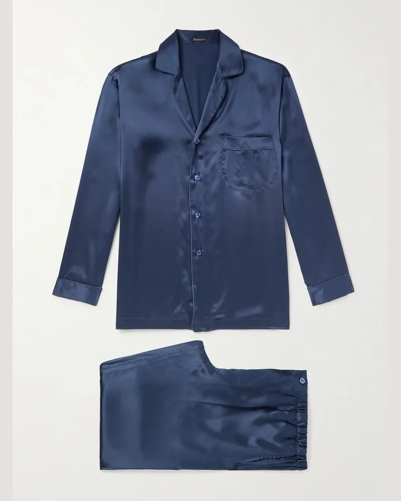 Rubinacci Pyjama aus Seidensatin Blau