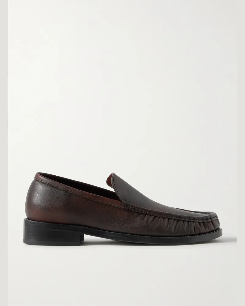 Acne Studios Loafers aus brüniertem Leder mit Logoprint Braun