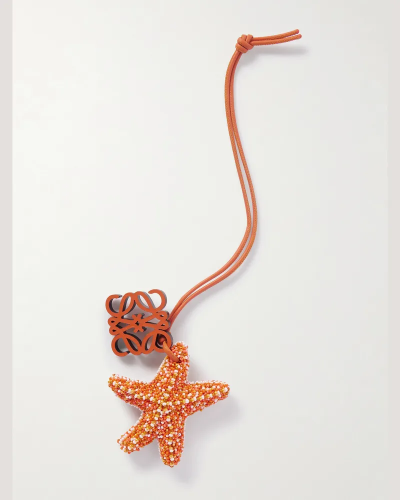 Loewe Paula's Ibiza Star Anhänger aus Leder mit Zierperlen und „Anagram“-Logodetail Orange