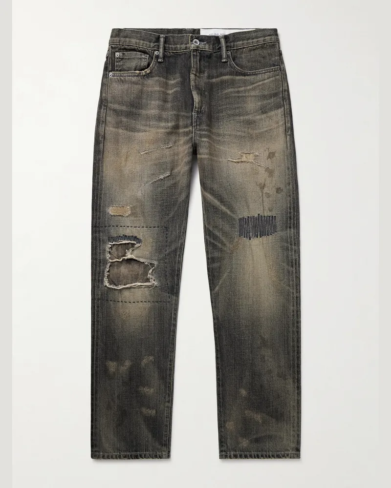 Neighborhood Savage gerade und schmal geschnittene Jeans aus Selvedge Denim in Distressed-Optik Schwarz