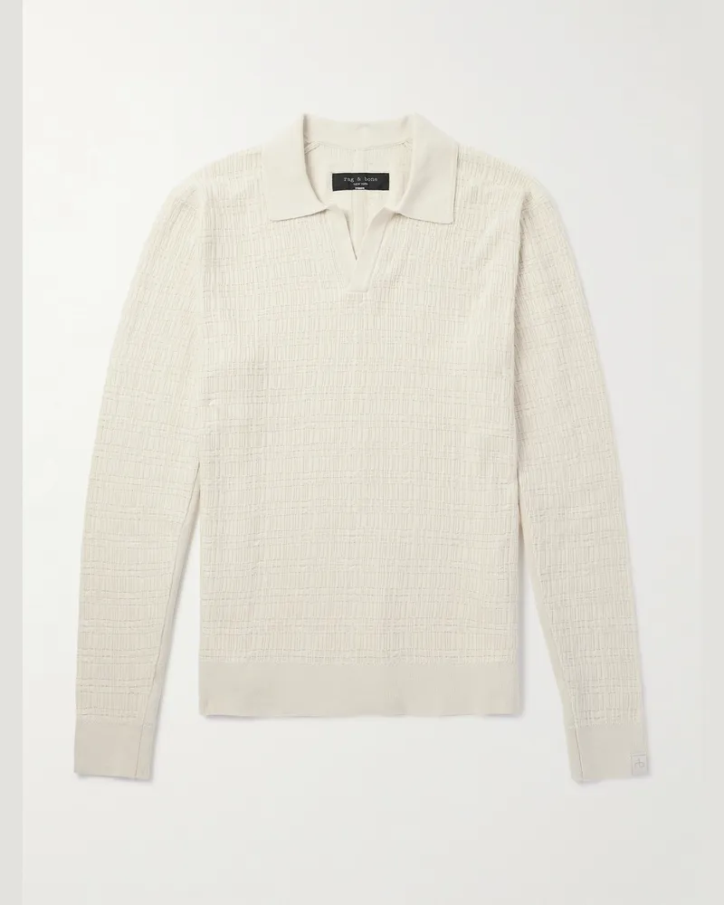 Rag & Bone Pullover aus strukturiertem Baumwollstrick mit Polokragen Neutral