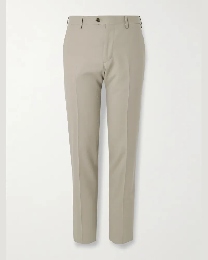 LARDINI Straight-Leg Virgin Wool-Blend Suit Trousers Neutrals