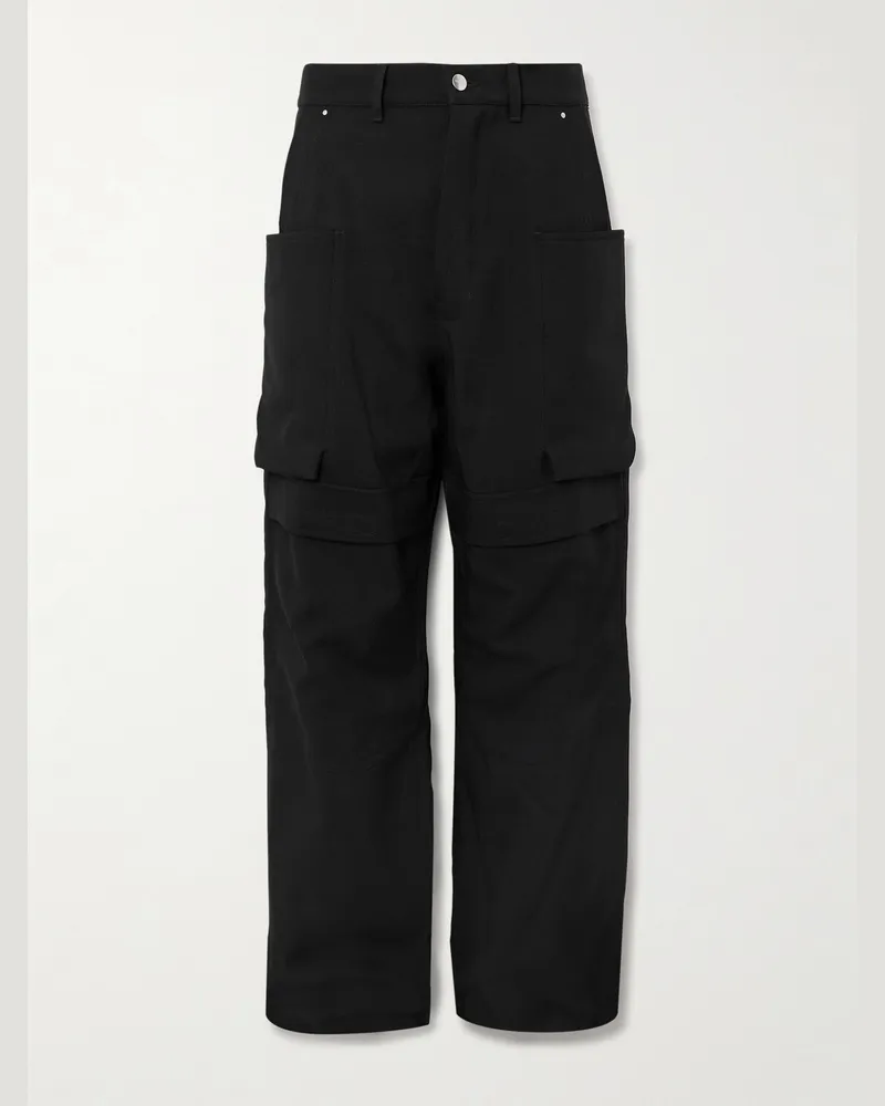 Rick Owens Stefan weit geschnittene Hose aus Grain de Poudre aus Wolle Schwarz