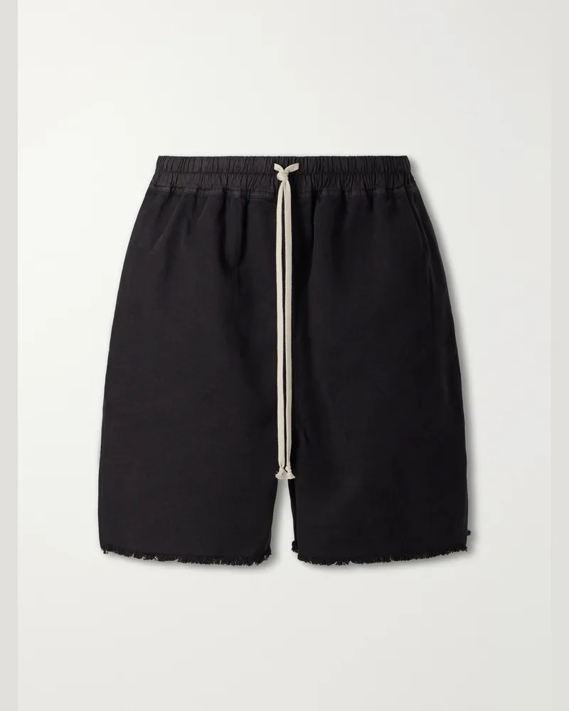 DRKSHDW by Rick Owens Straight-Leg Frayed Cotton-Canvas Shorts Black