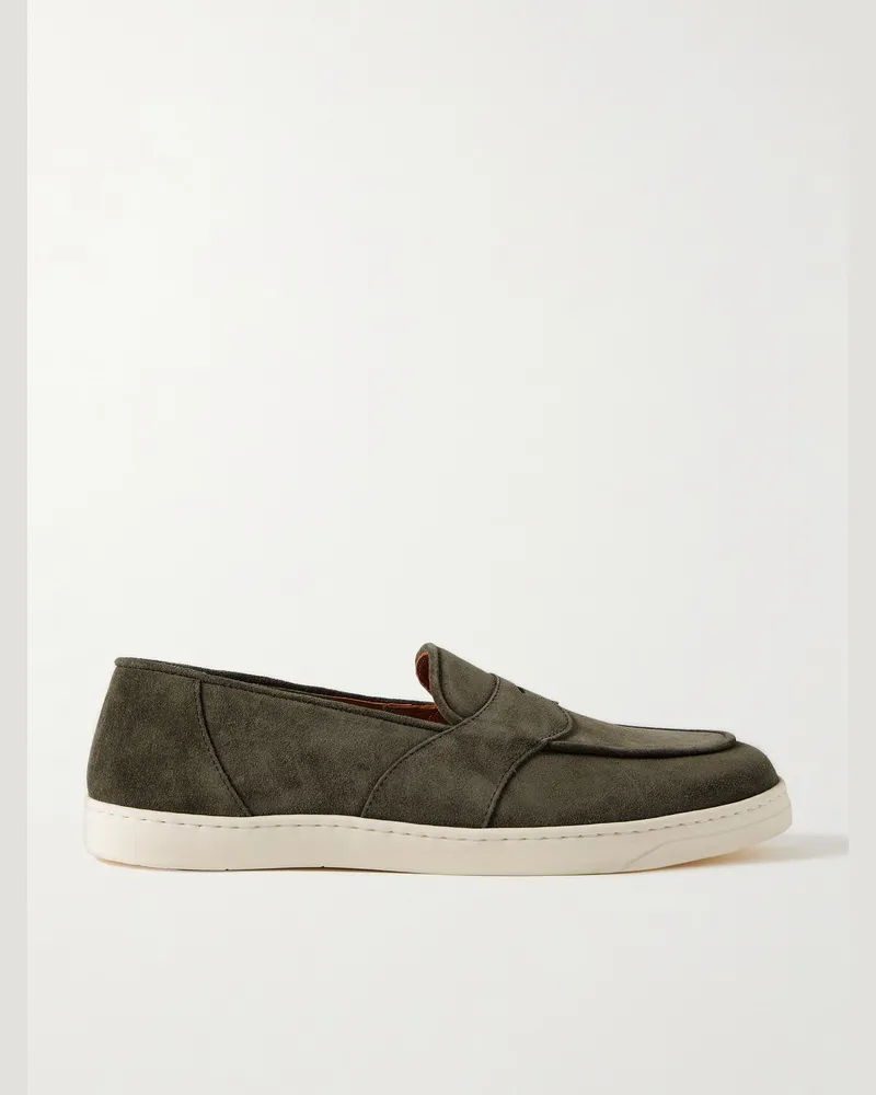 George Cleverley Joey Pennyloafers aus Veloursleder Grün