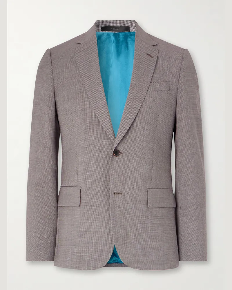 Paul Smith Sakko aus Wolle mit Hahnentrittmuster Braun