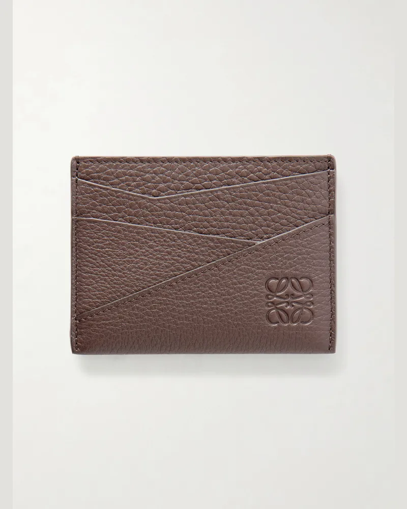 Loewe Puzzle Edge Logo-Debossed Leather Cardholder Brown