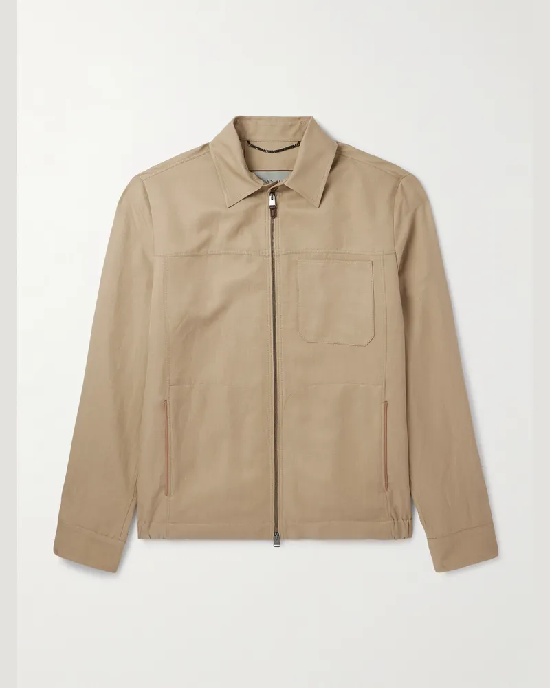 Canali Jacke aus einer Leinen-Seidenmischung Neutral
