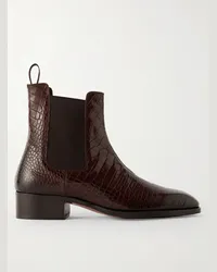 Tom Ford Hainaut Chelsea Boots aus Leder mit Krokodileffekt Braun