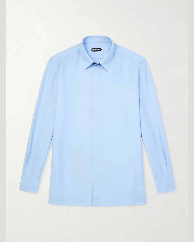 Tom Ford Hemd aus Twill Blau