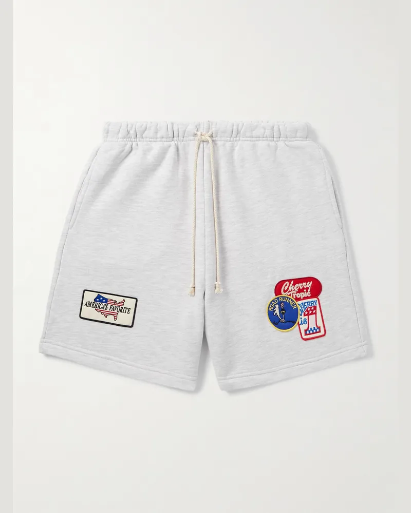 Cherry Los Angeles Gerade geschnittene Shorts aus Baumwoll-Jersey mit Kordelzugbund und Applikationen Grau