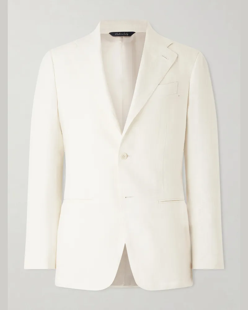 SAMAN AMEL Linen Suit Jacket Neutrals