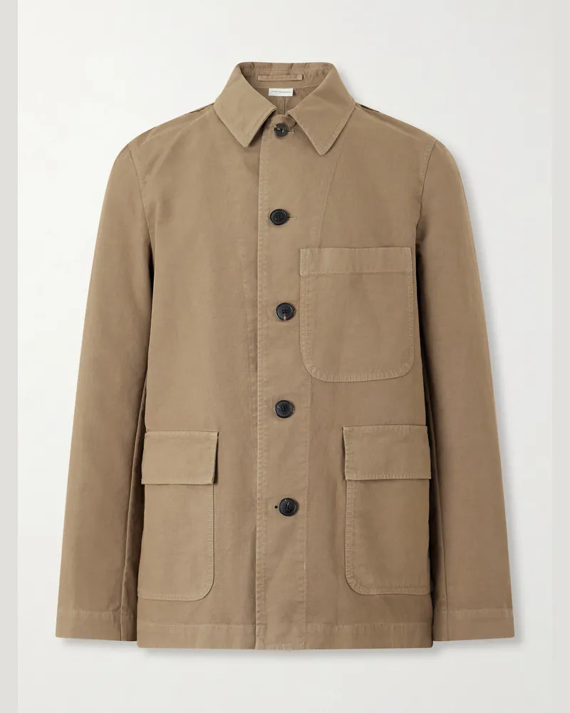 Dries van Noten Braxton Garment-Dyed Cotton Jacket Neutrals