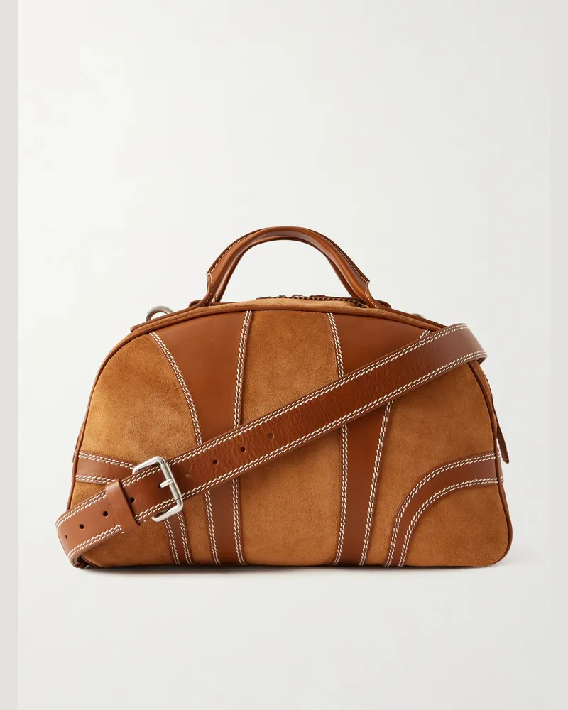 Dries van Noten Suede and Leather Duffle Bag Brown