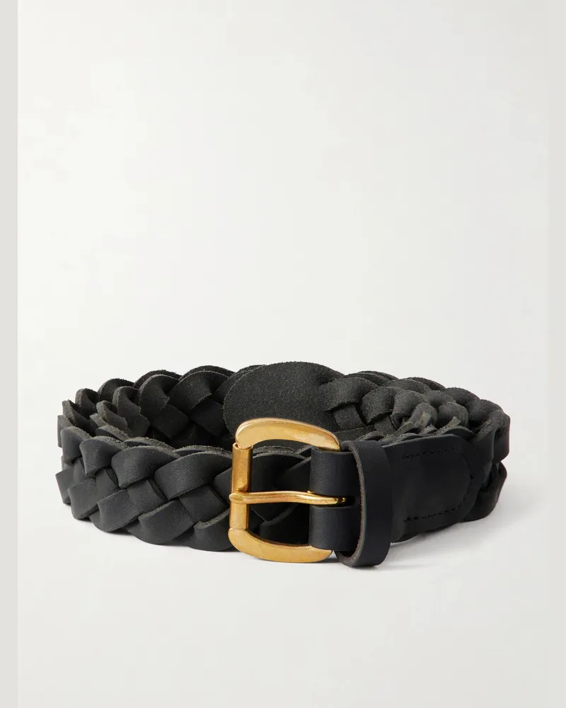 Visvim 3cm Braided Leather Belt Black