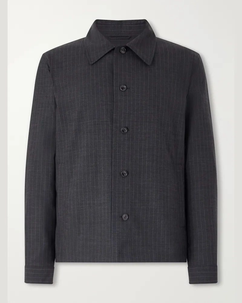 NN 07 Zander 10037 Pinstriped Recycled-Woven Jacket Blue