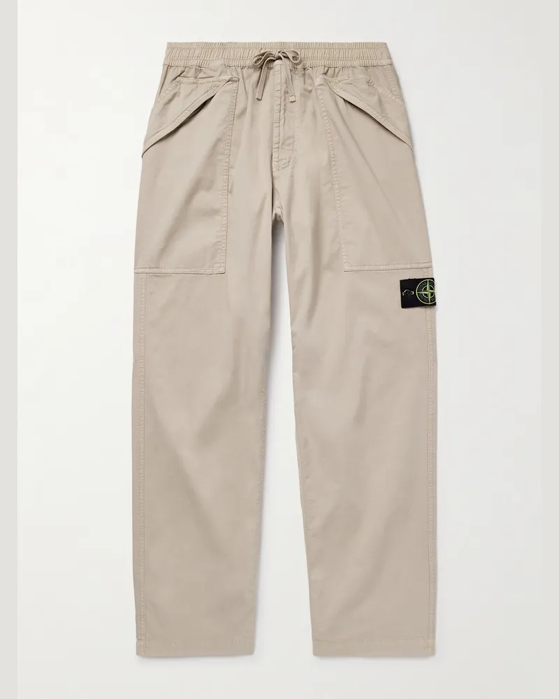 Stone Island Gerade geschnittene Hose aus Twill aus einer Supima®-Baumwollmischung mit Kordelzugbund in Stückfärbung Neutral