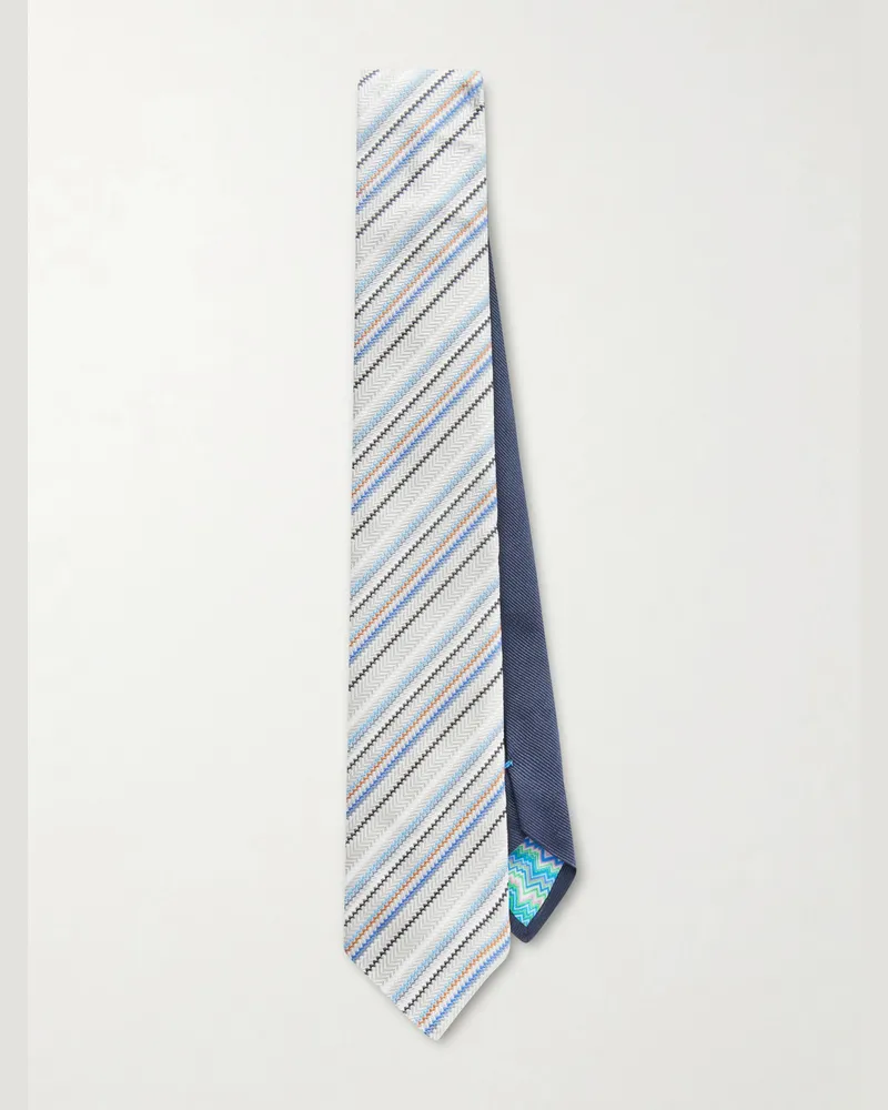 Missoni 7cm Striped Silk Tie Gray