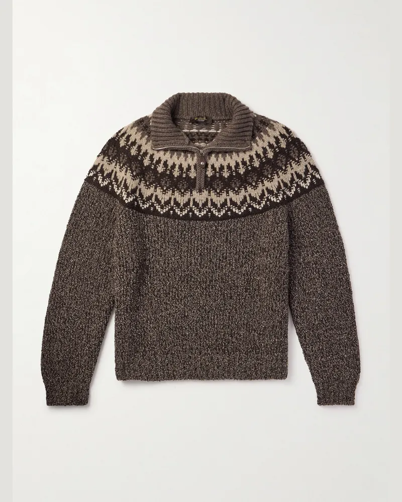 Loro Piana Troyer aus einer Kaschmir-Seidenmischung mit Fair-Isle-Muster Braun
