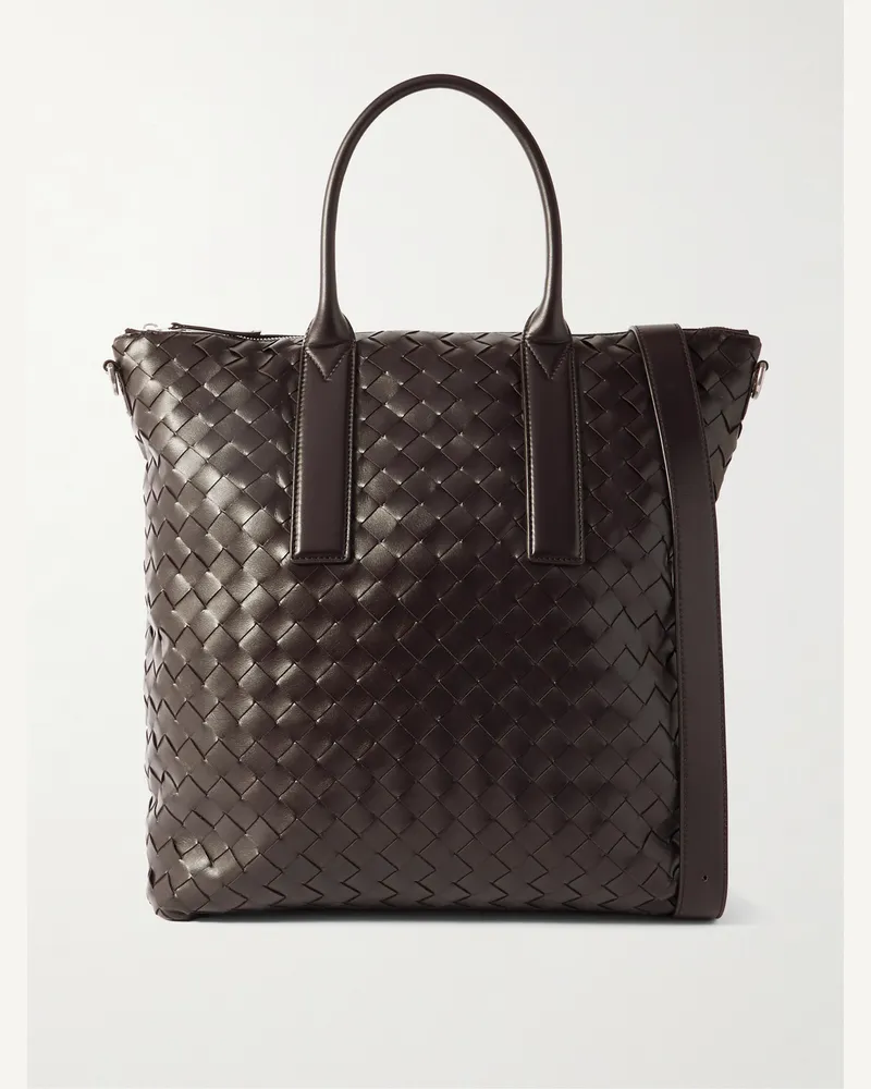 Bottega Veneta N/S Intrecciato Leather Tote Bag Brown