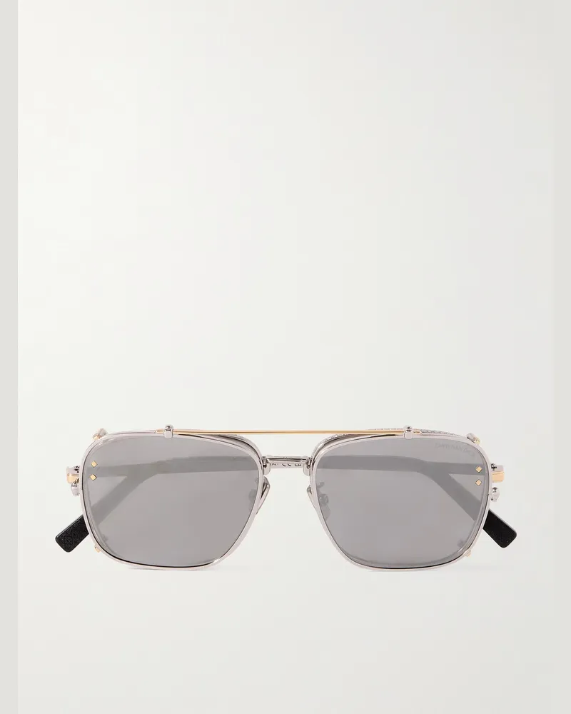 Dior CD Diamond S4U wandelbare Pilotensonnenbrille mit gold- und silberfarbenen Details Silber