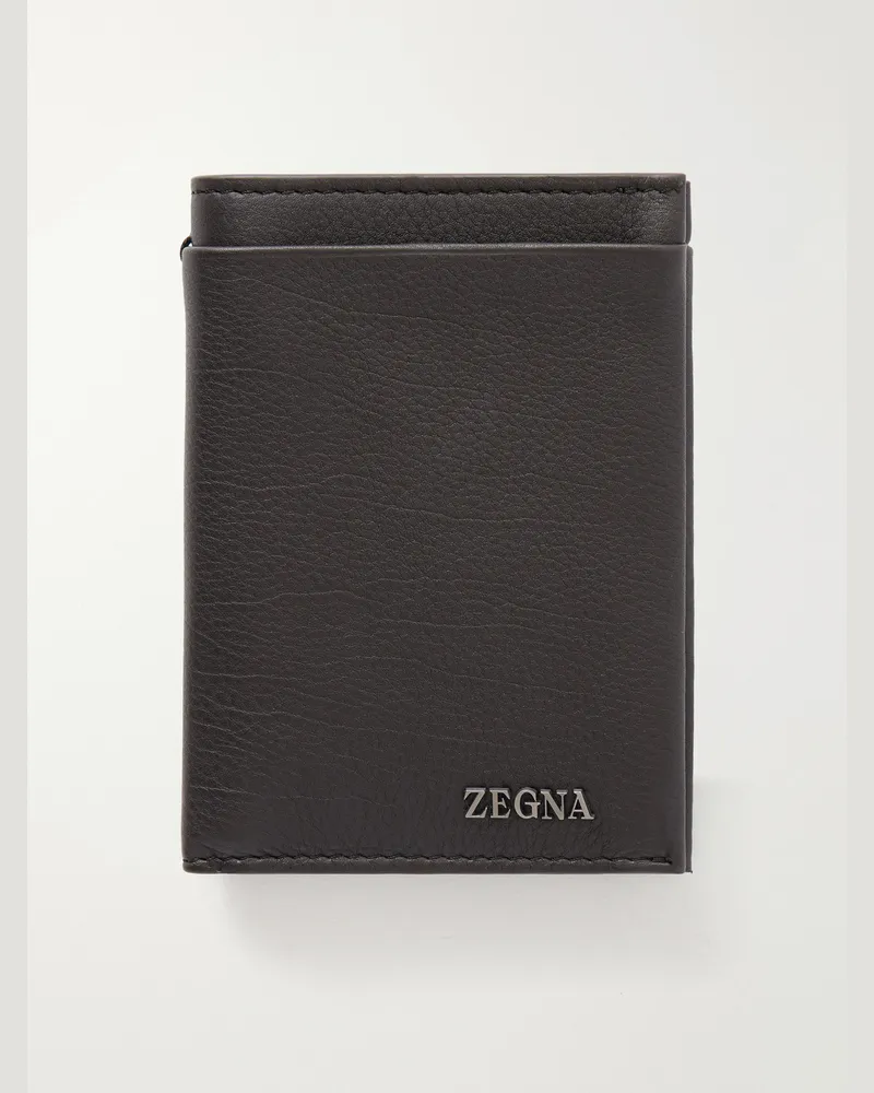 Ermenegildo Zegna Logo-Embellished Full-Grain Leather Wallet Brown