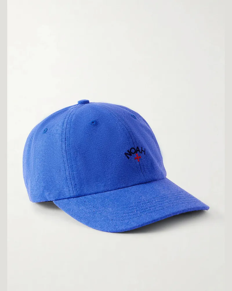 Noah NYC Logo-Embroidered Cotton-Canvas Cap Blue