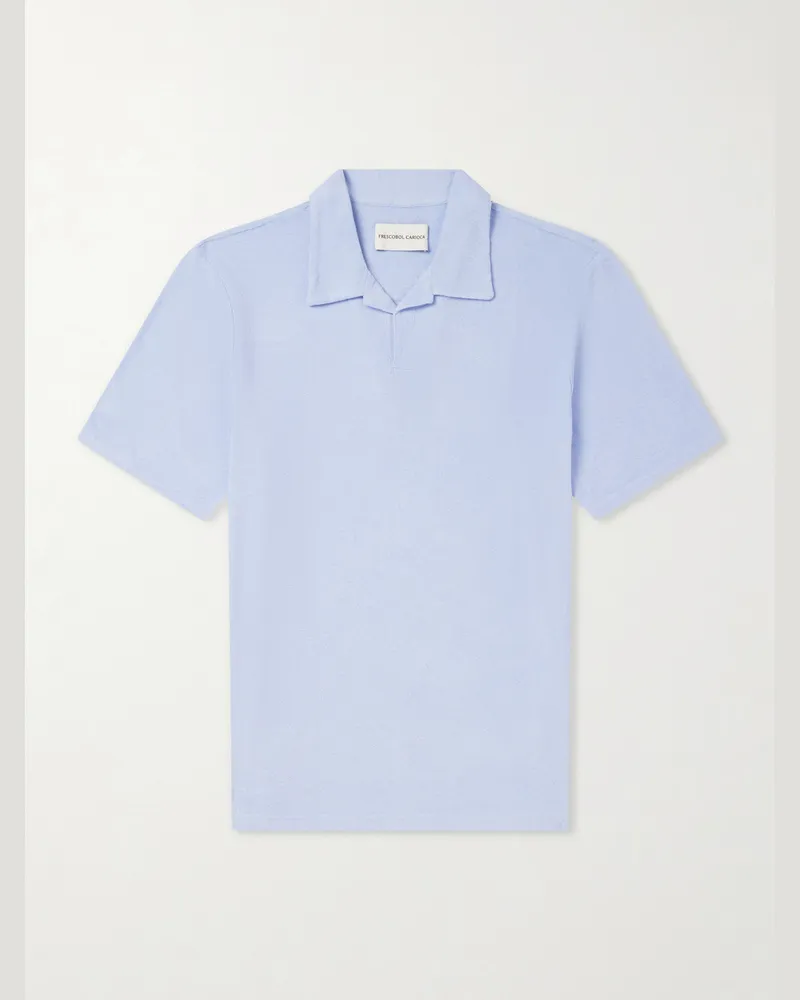 Frescobol Carioca Faustino Terry Cotton Blend Polo Shirts Blue