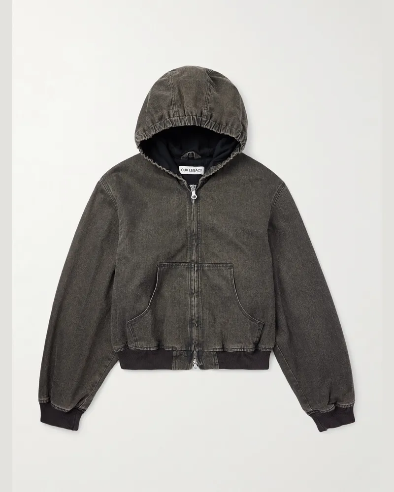 Our Legacy Bank Jeansjacke mit Kapuze Schwarz