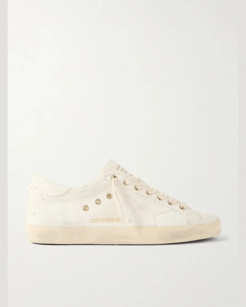 Golden Goose Super-Star Distressed Canvas Sneakers Neutrals