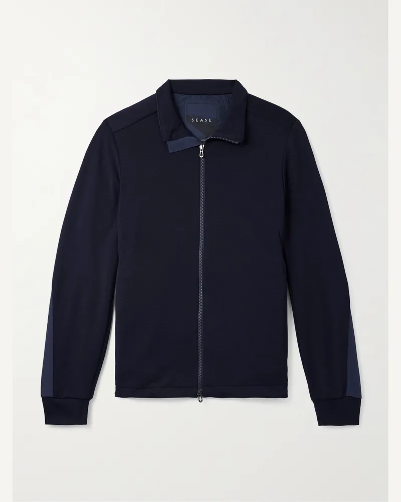 SEASE Explorer Pullover aus einer Schurwollmischung mit Ripstop Blau