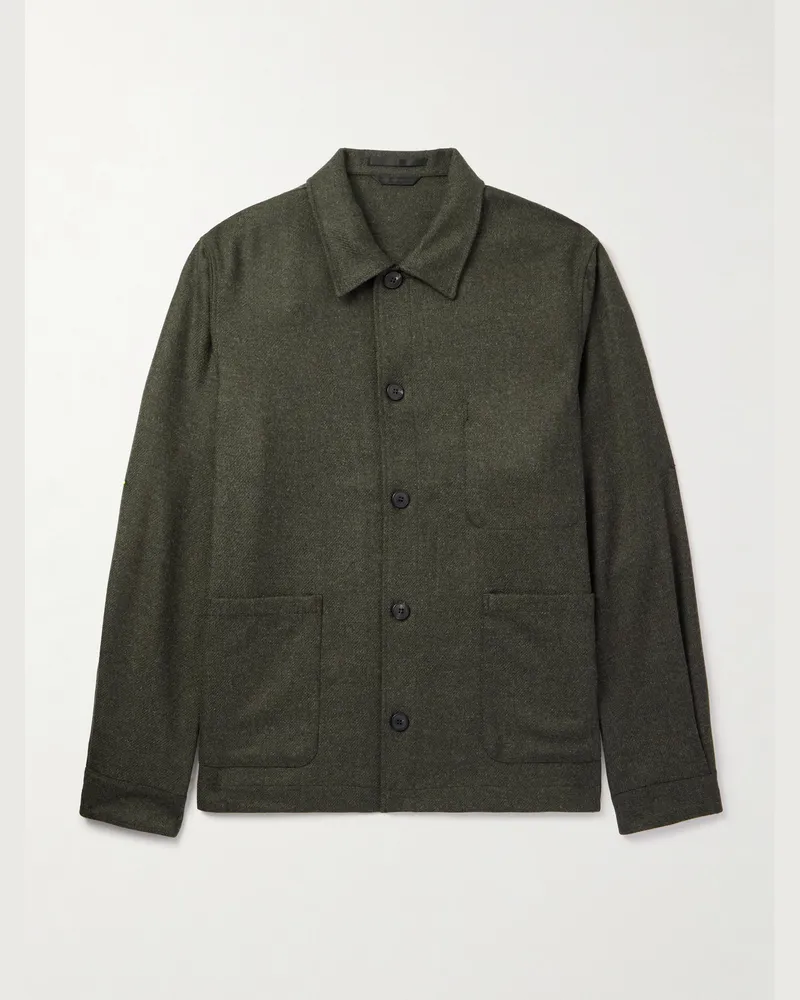 Sunspel Jacke aus Wollflanell Grün