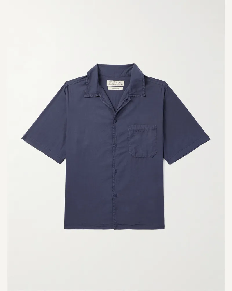 Remi Relief Hemd aus Twill aus einer Baumwoll-Seidenmischung mit Stickerei Blau