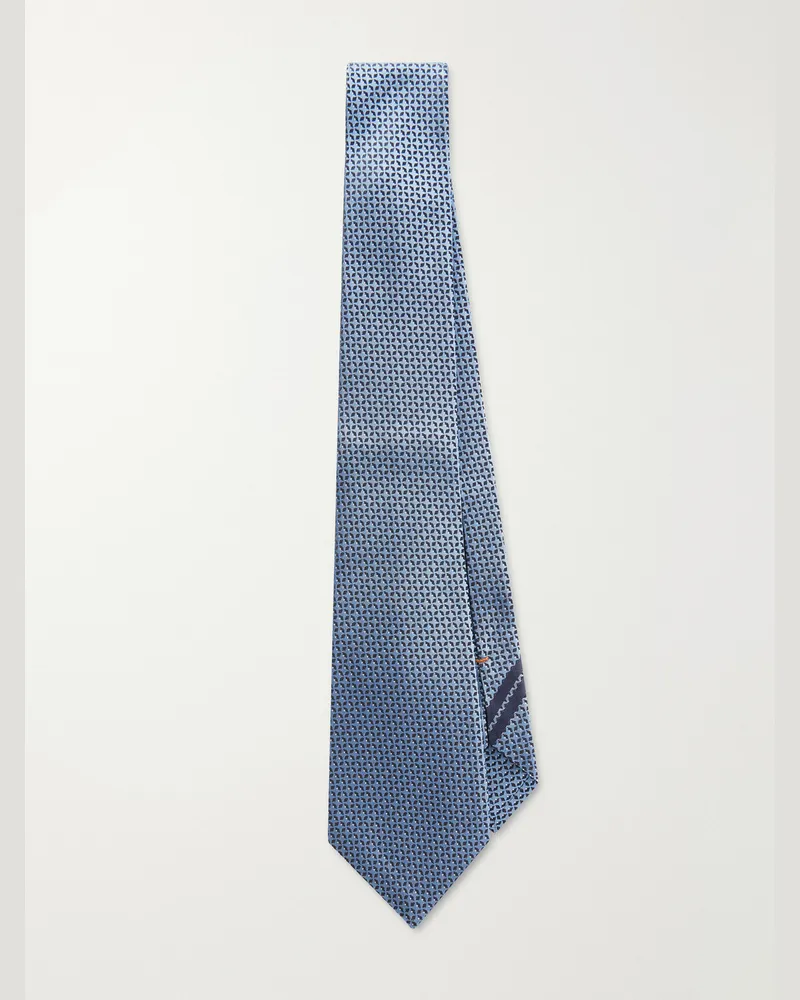 Ermenegildo Zegna 8cm Silk-Jacquard Tie Blue