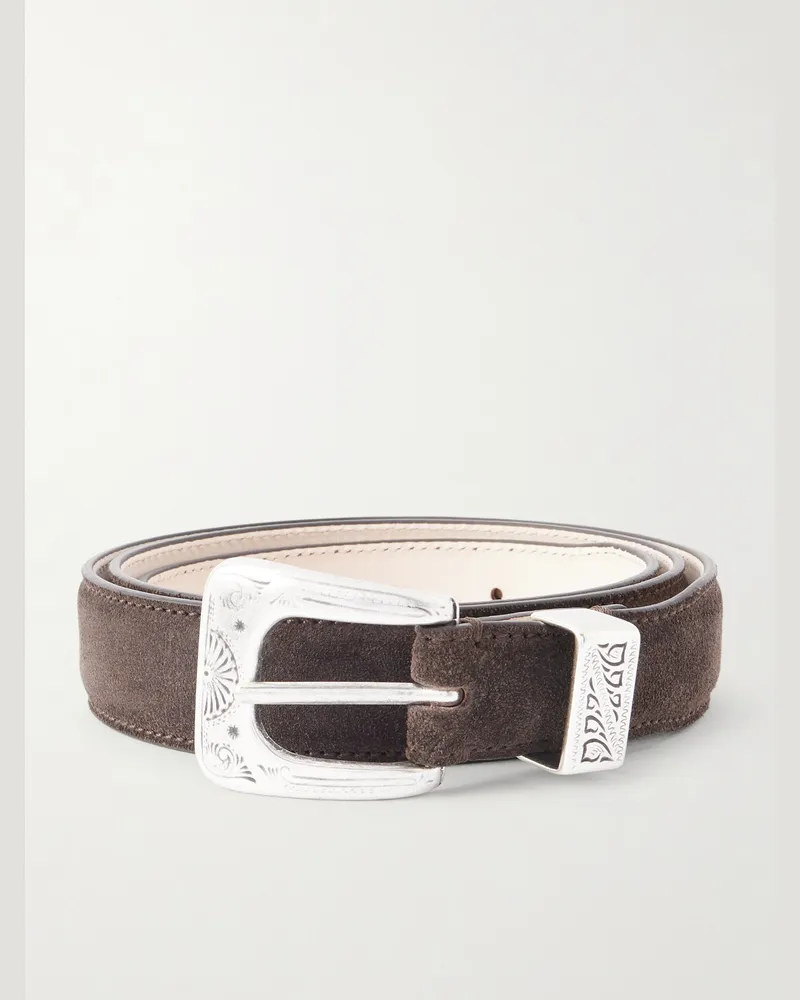 Drake's Gürtel aus Veloursleder, 2,5 cm Braun