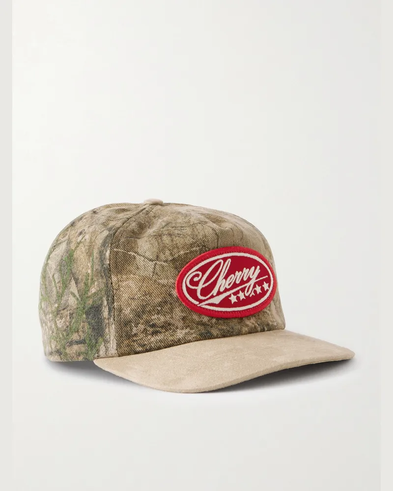 Cherry Los Angeles Five Star Logo-Appliquéd Camouflage-Print Cotton-Twill Baseball Cap Brown