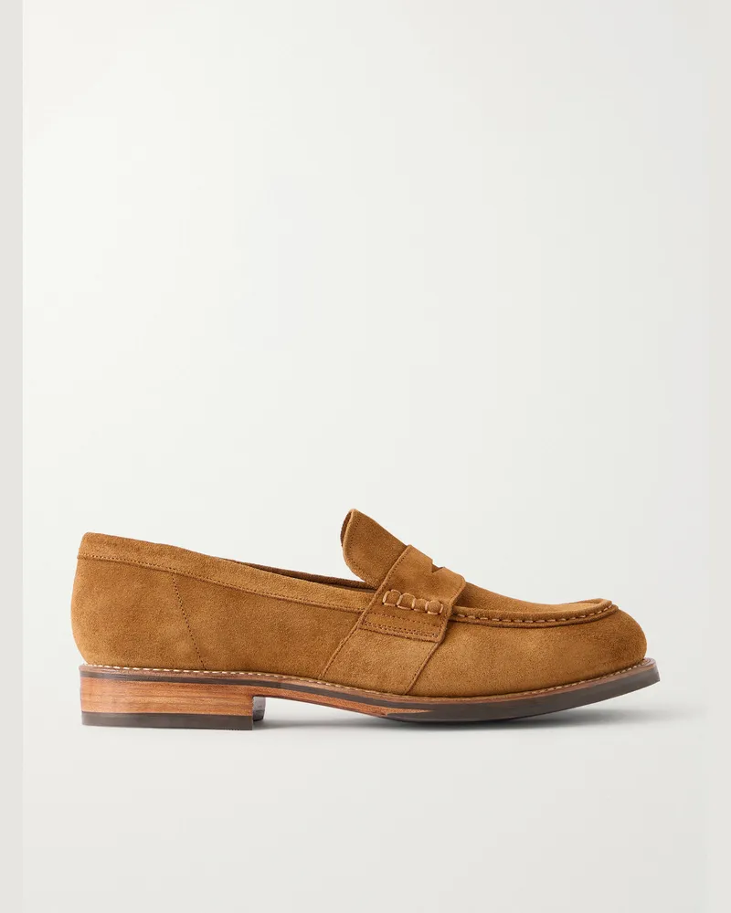 Grenson  Nate Suede Penny Loafers Brown